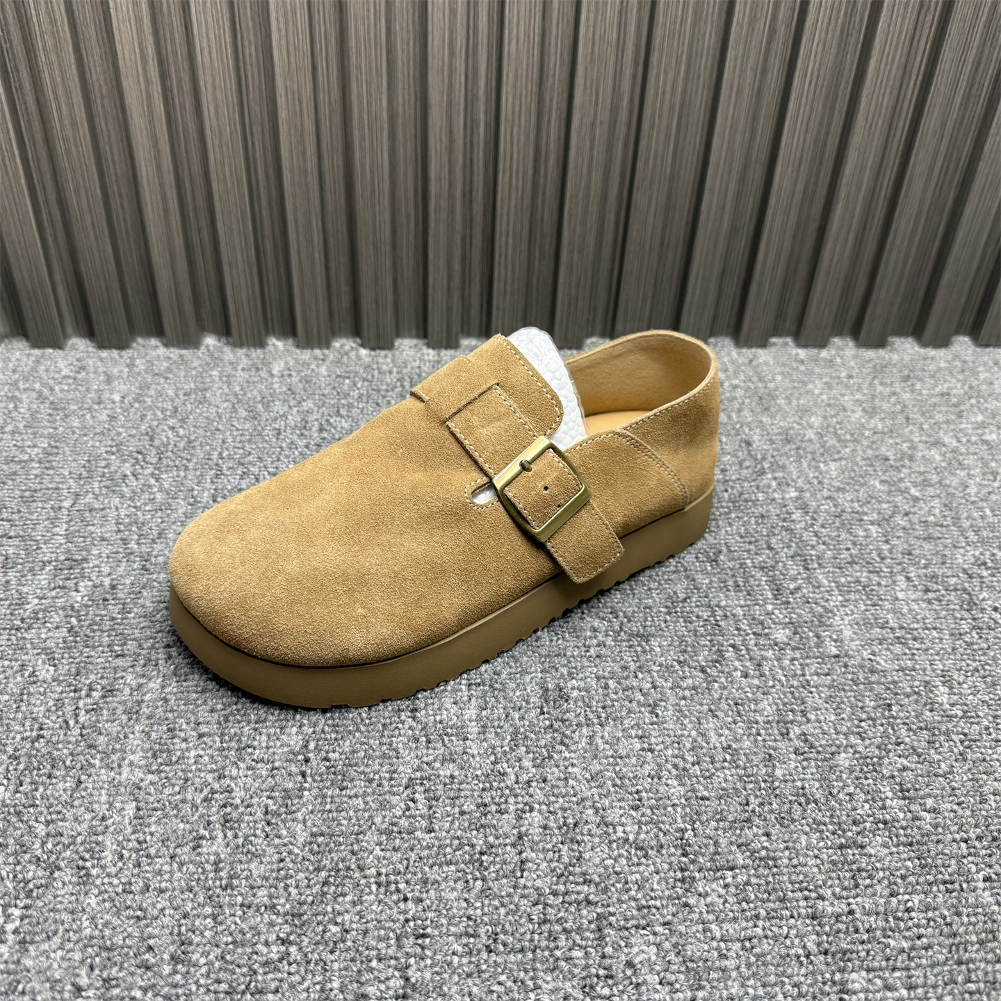 撤柜处理全牛反绒博肯鞋女2025年新款厚底百搭时尚一脚蹬懒人单鞋 - 图2