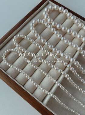 施家珍珠项链S925纯银镀金色OT扣轻奢精致叠戴百搭法式女锁骨链