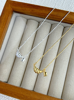 项链通体S925纯银可颂牛角包铃兰