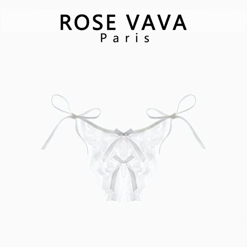ROSE VAVA 性感蕾丝内裤女镂空蝴蝶结系带低腰薄款丁字裤 - 图0
