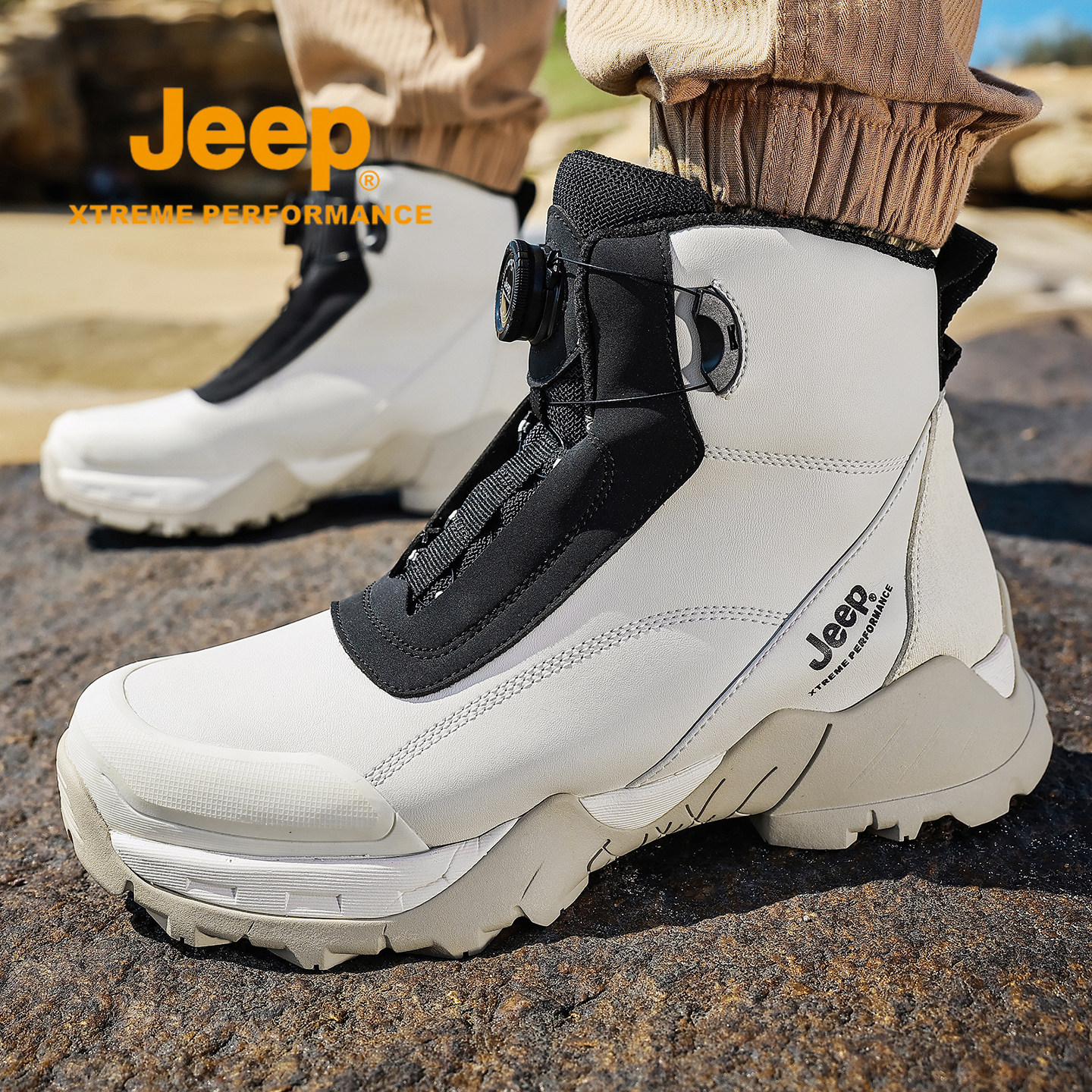 Jeep马丁靴男高帮冬季户外防滑徒步登山靴子男士防泼水休闲运动鞋,淘宝优惠券,粉丝福利购,淘宝优惠卷