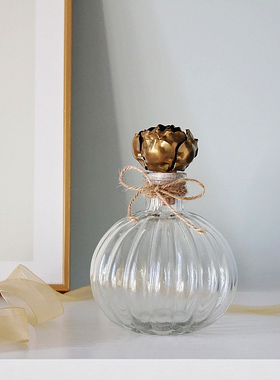 法式进口黄铜配玻璃复古香水瓶摆件样板间桌面装饰玻璃瓶伴手礼