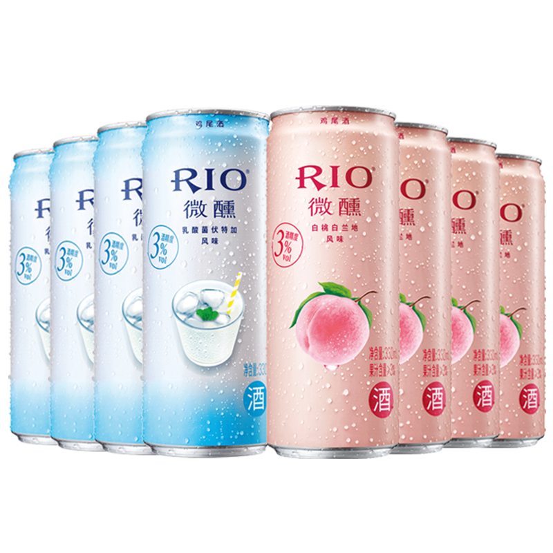 锐澳师捷专卖店RIO锐澳微醺白桃乳酸菌鸡尾酒伏特加330ml*8罐套餐果酒预调酒现货3