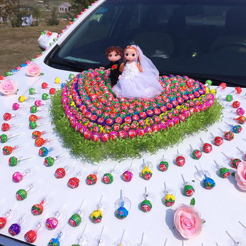 带花泥大号桃心吸盘婚庆婚车棒棒糖心鲜花吸叮形带泥爱心车头底座 - 图1