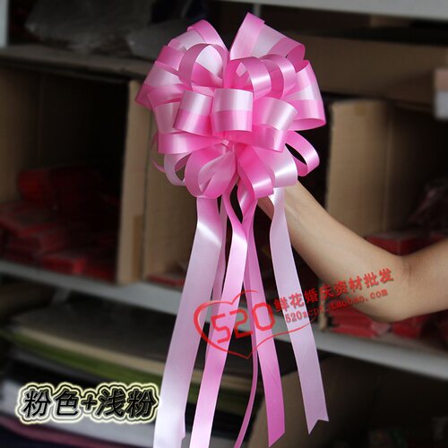 大号球形双色懒人手拉花彩带法国结花结汽车展车婚车装饰大蝴蝶结 - 图2