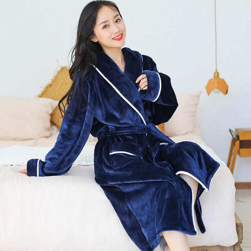 冬季长款法兰绒情侣款一对男睡袍 序牧睡袍/浴袍