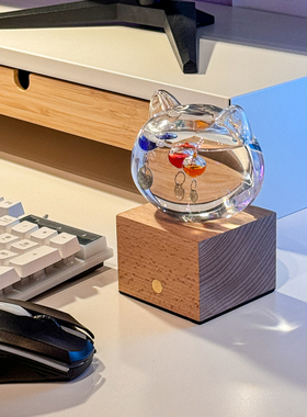 yyglass玻璃温度计猫咪家居摆件