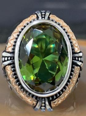 新款欧美个性复古双色男戒外贸 黑色玛瑙戒指男