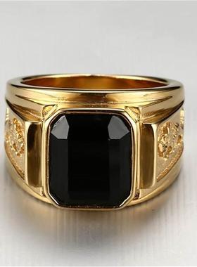 新款欧美铜镀金霸气龙纹镶钻戒指