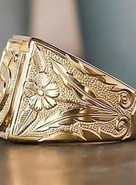 欧美跨境饰品 时尚潮流男士指环创意S字母花朵霸气男士戒指