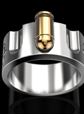 热销饰品嘻哈创意金色子弹头戒指创意新款指环男士街头学生