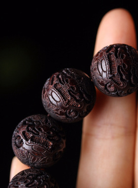 非洲紫檀血檀雕刻貔貅夜月光石DIY手串血檀佛珠男女士念珠手链把