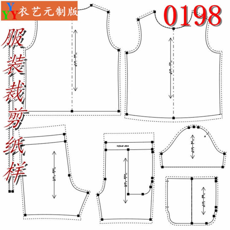 服装裁剪图纸1:1实物样板新款版棉绸女装T恤夏短袖民族风0198 - 图0