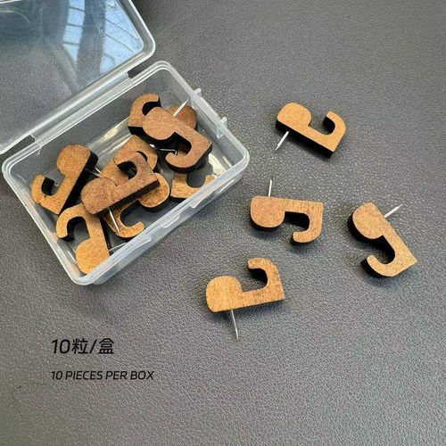 实木挂钩图钉复古木质钉饰品收纳按钉毛毡板软木板图钉10颗/盒 - 图0