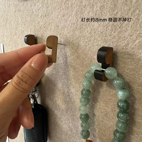 实木挂钩图钉复古木质钉饰品收纳按钉毛毡板软木板图钉10颗/盒 - 图1