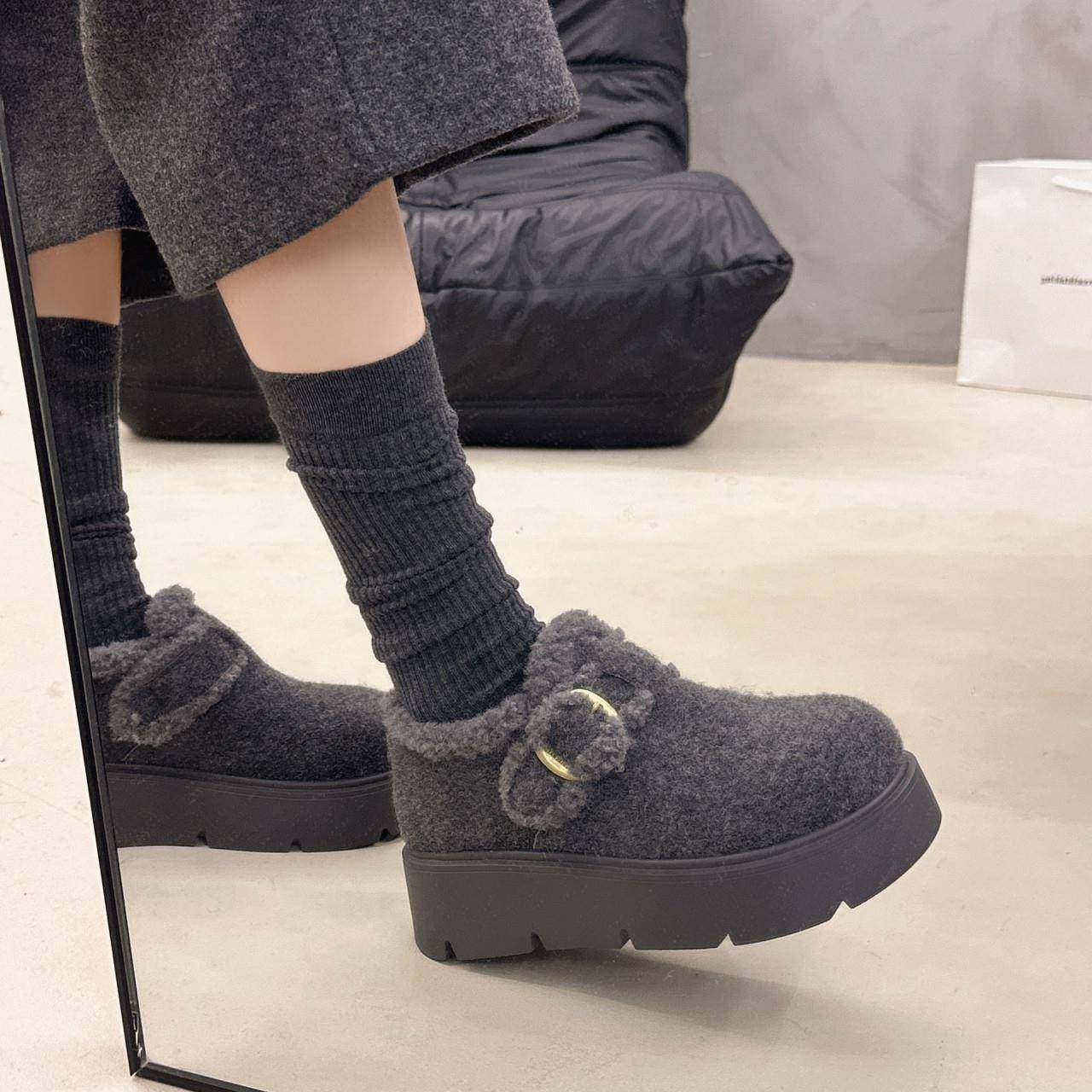 厚底增高灰色毛呢加绒全包勃肯鞋女2026年新款复古一脚蹬棉0121e,淘宝优惠券,粉丝福利购,淘宝优惠卷