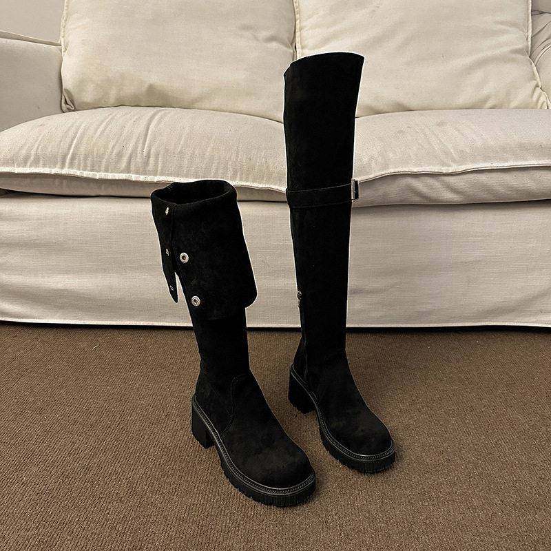 过膝长靴女2026年新款秋百搭显瘦高筒靴复古两穿厚底长筒骑0115e,淘宝优惠券,粉丝福利购,淘宝优惠卷