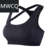 Đồ lót nữ thể thao MWCQ cường độ cao hỗ trợ tập thể dục tương phản màu đường cong chéo áo ngực - Đồ lót thể thao