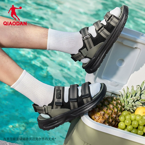 乔丹 Пляжные летние сандалии, черные универсальные слайдеры, дышащая обувь