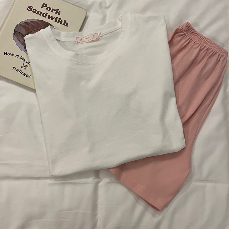 新款夏季宽松休闲可外穿纯棉睡衣 采樱睡衣/家居服套装