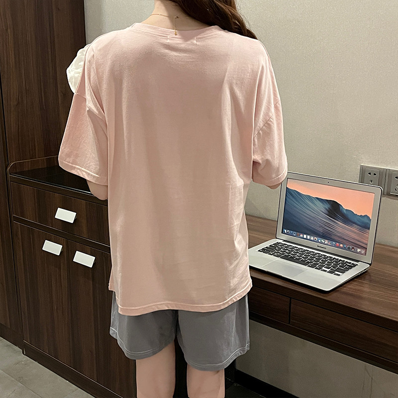 新款夏季宽松休闲可外穿纯棉睡衣 采樱睡衣/家居服套装