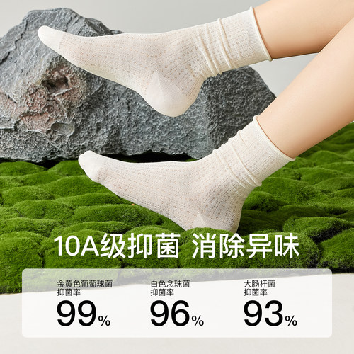 袜子女夏季薄款中筒堆堆袜桑蚕丝白色2026新款芭蕾风无骨网眼透气 - 图3