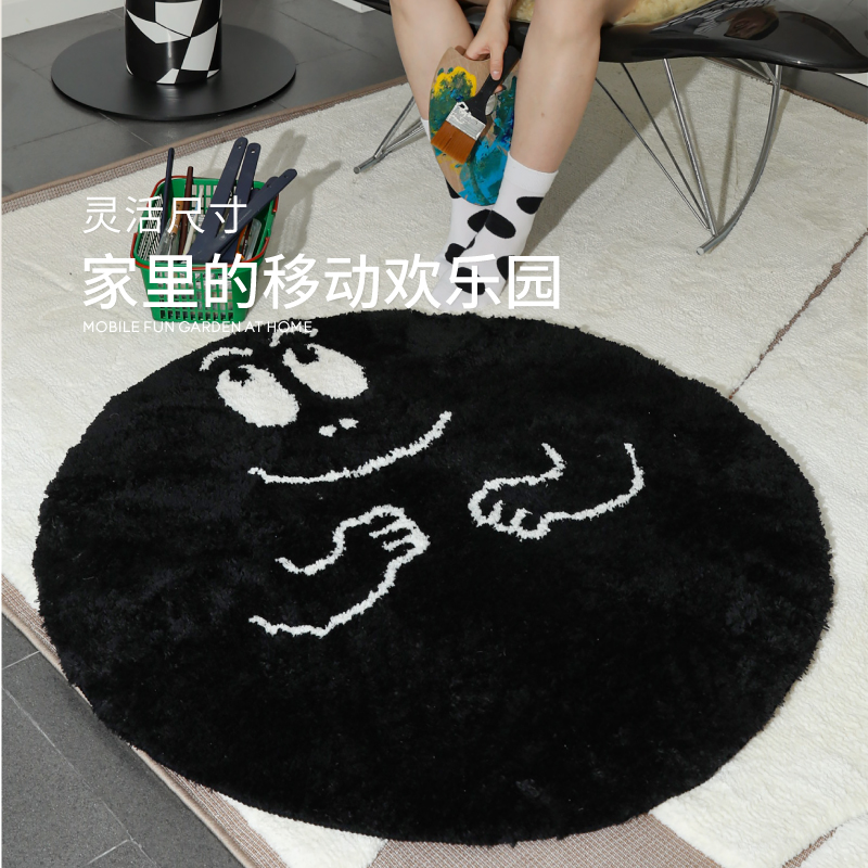 赛波斯圆形地毯巴巴爸爸合作款卧室床边儿童可爱衣帽间青山美宿 - 图2