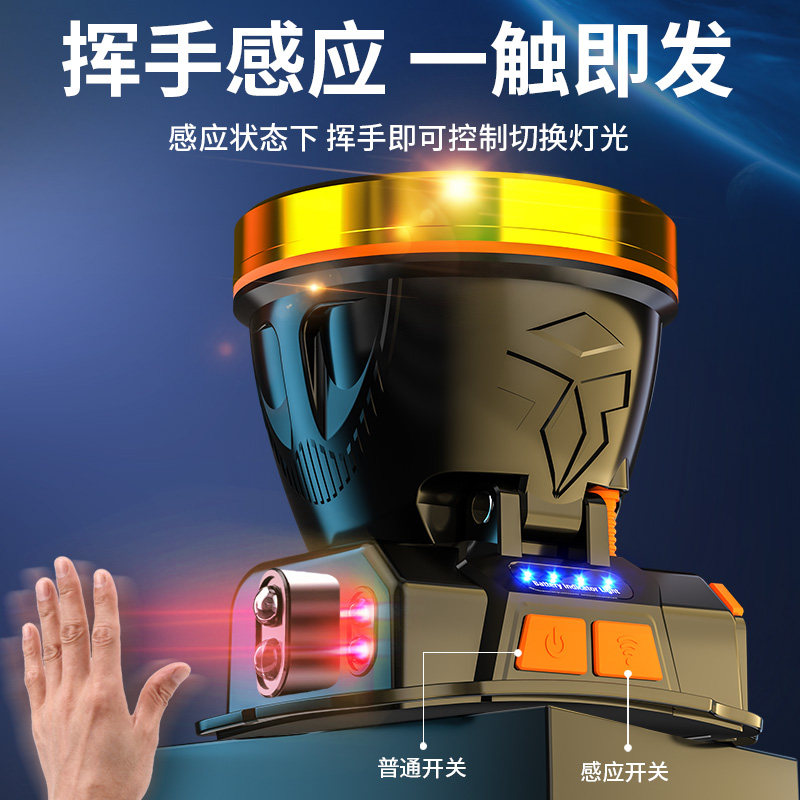头灯头戴式强光充电超亮钓鱼矿灯 aic头灯
