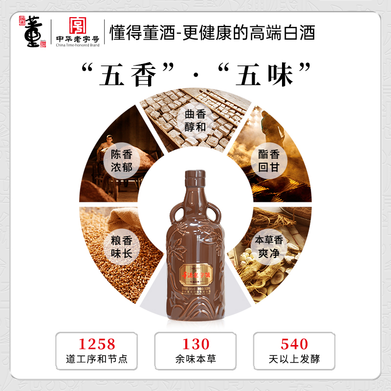 董酒老字号H9 54度500ml*6瓶整箱董香型纯粮固态贵州高度白酒 - 图1