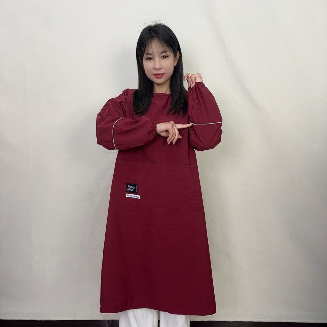 长款纯色防泼水罩衣厨房家用做饭上班长袖围裙定制LOGO印字工作服,淘宝优惠券,粉丝福利购,淘宝优惠卷