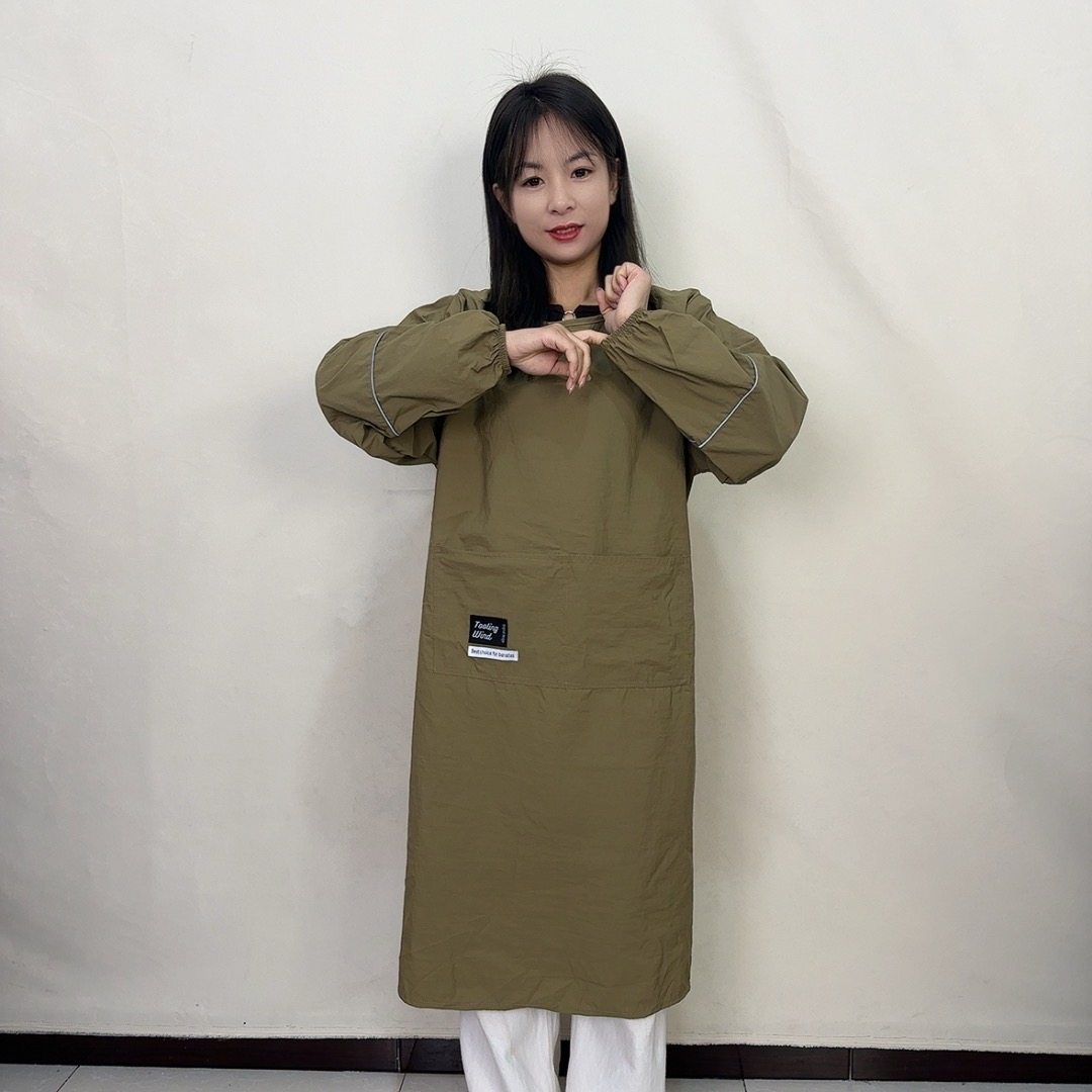 长款纯色防泼水罩衣厨房家用做饭上班长袖围裙定制LOGO印字工作服,淘宝优惠券,粉丝福利购,淘宝优惠卷