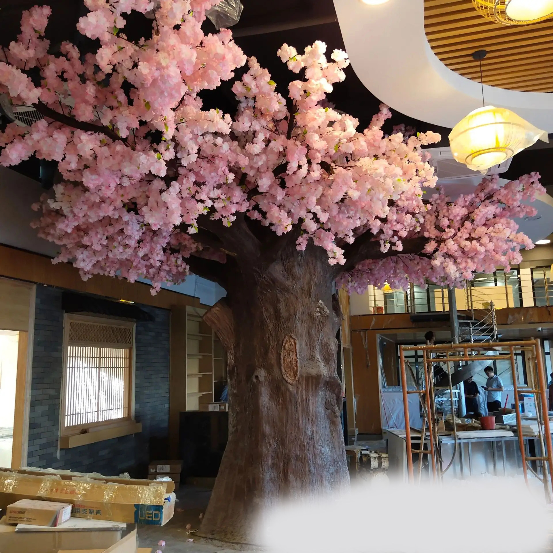大型仿真水泥樱花树包柱子人造客厅制作桃花树靠墙装饰半根柱子 - 图2