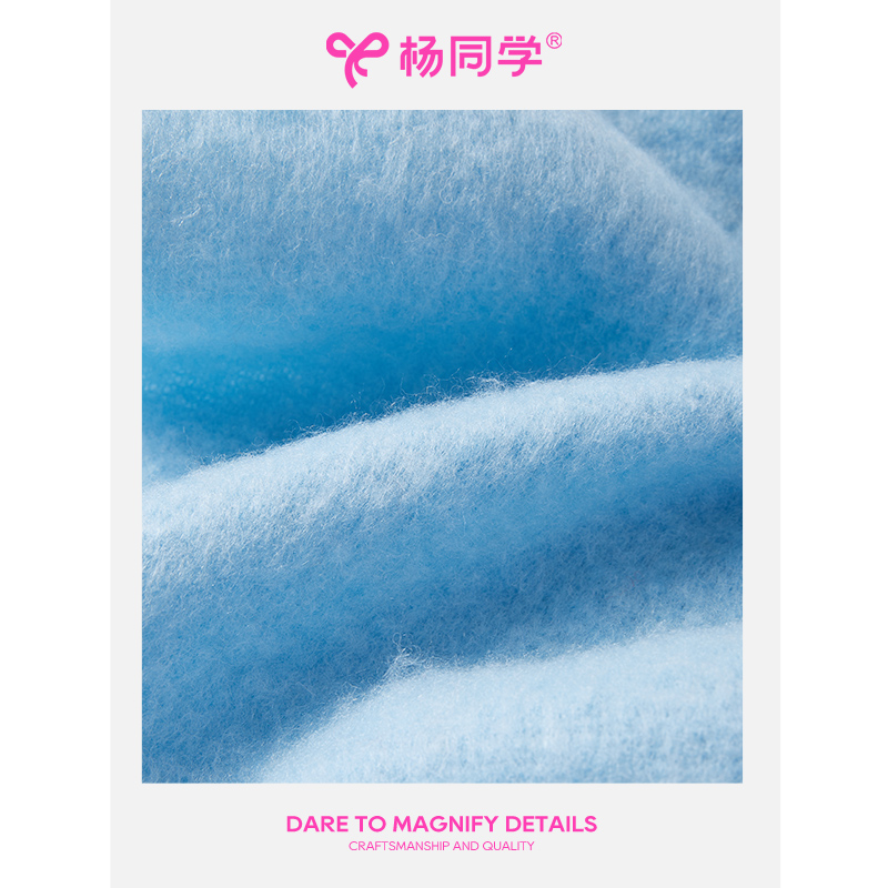 【杨同学】羊绒围巾女秋冬2025新款加厚长款披肩护颈蓝色保暖围脖 - 图3