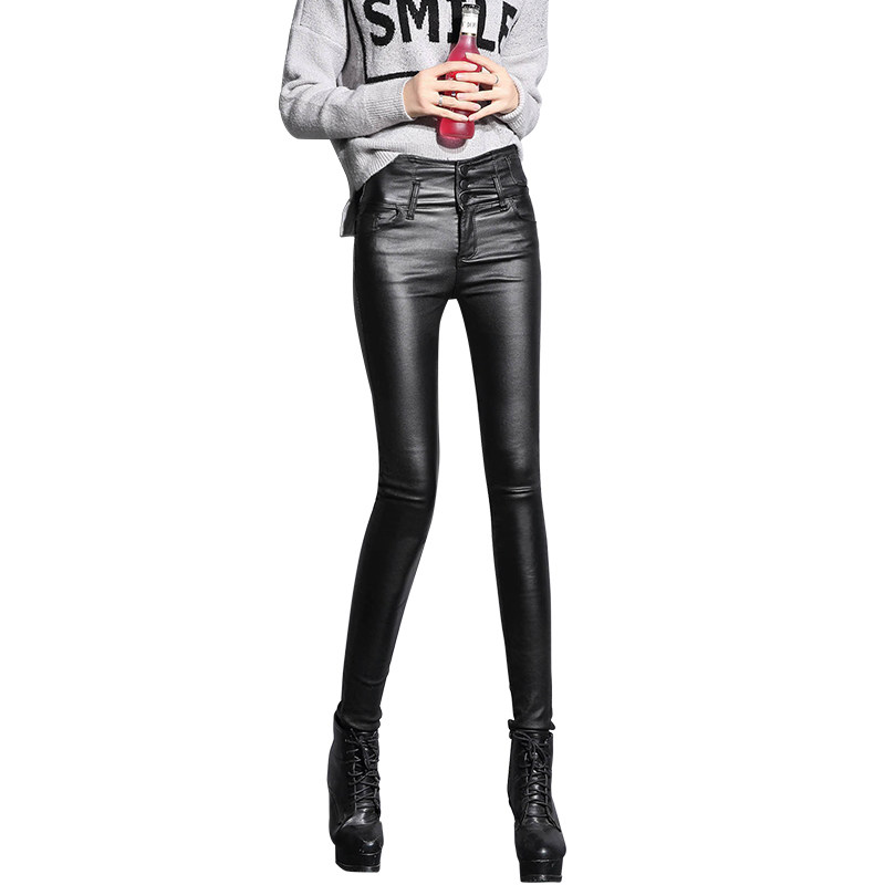 亚光皮裤2020新款外穿薄款打底裤 灰喵打底裤