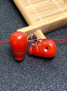 仿南红玛瑙光面哑光连体一体三通手串配珠diy文玩配件手链配饰