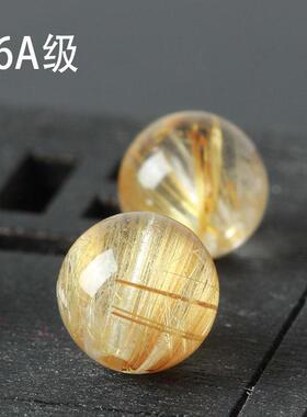原矿金发晶散珠 钛晶圆珠散珠 DIY饰品配佛珠108颗配饰