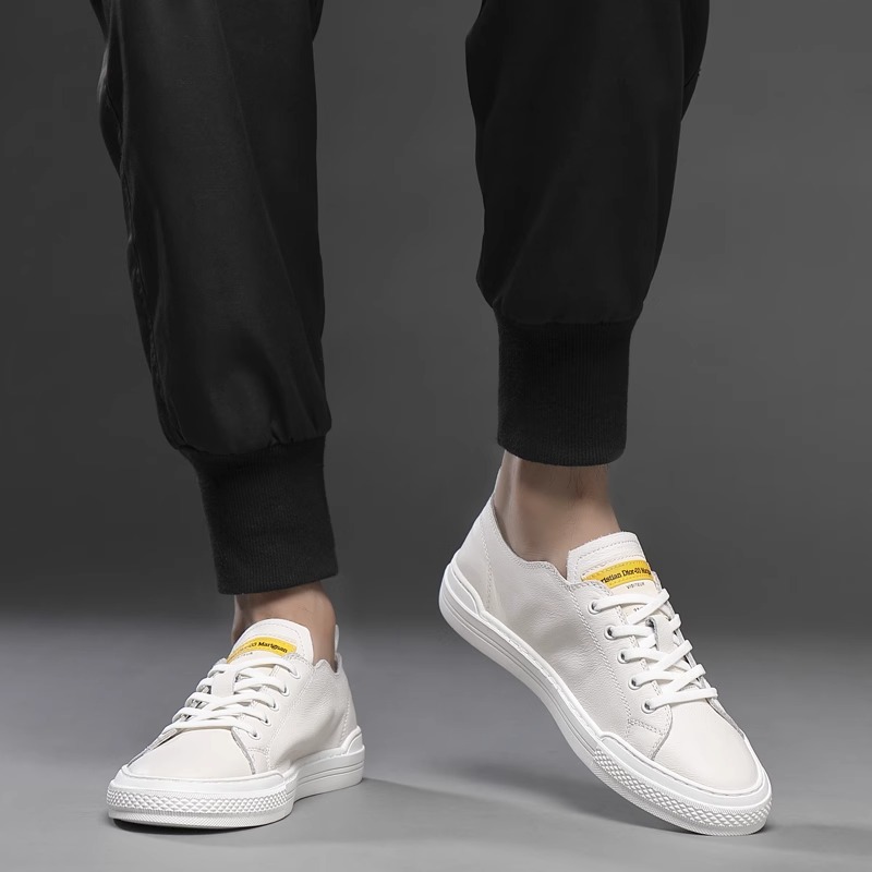 真皮小白鞋男2025春季新款透气潮流百搭男士低帮运动休闲板鞋子男 - 图3