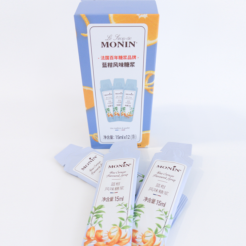 莫林MONIN蓝柑风味液体糖浆奶茶咖啡伴侣15ml*12支 - 图0