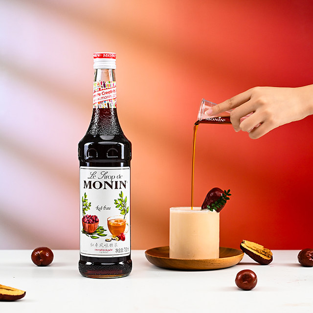 MONIN red date flavored syrup in glass bottle