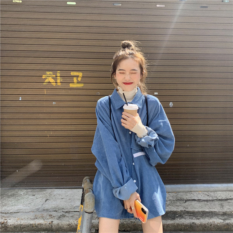 灯芯绒外套丁心绒细条绒长袖衬衫 彩丽纯衬衫