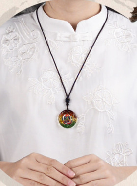 黄财神琉璃招财聚财吊坠平安挂件饰品旺财滚滚来呀财神爷项链男女