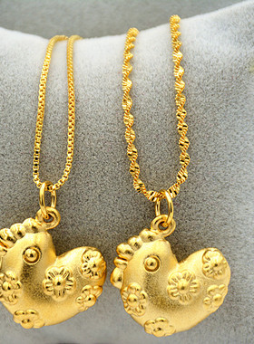 首饰欧币金生肖鸡宝宝24k吊坠