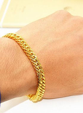 欧币风不易褪色黄金款双扣手链