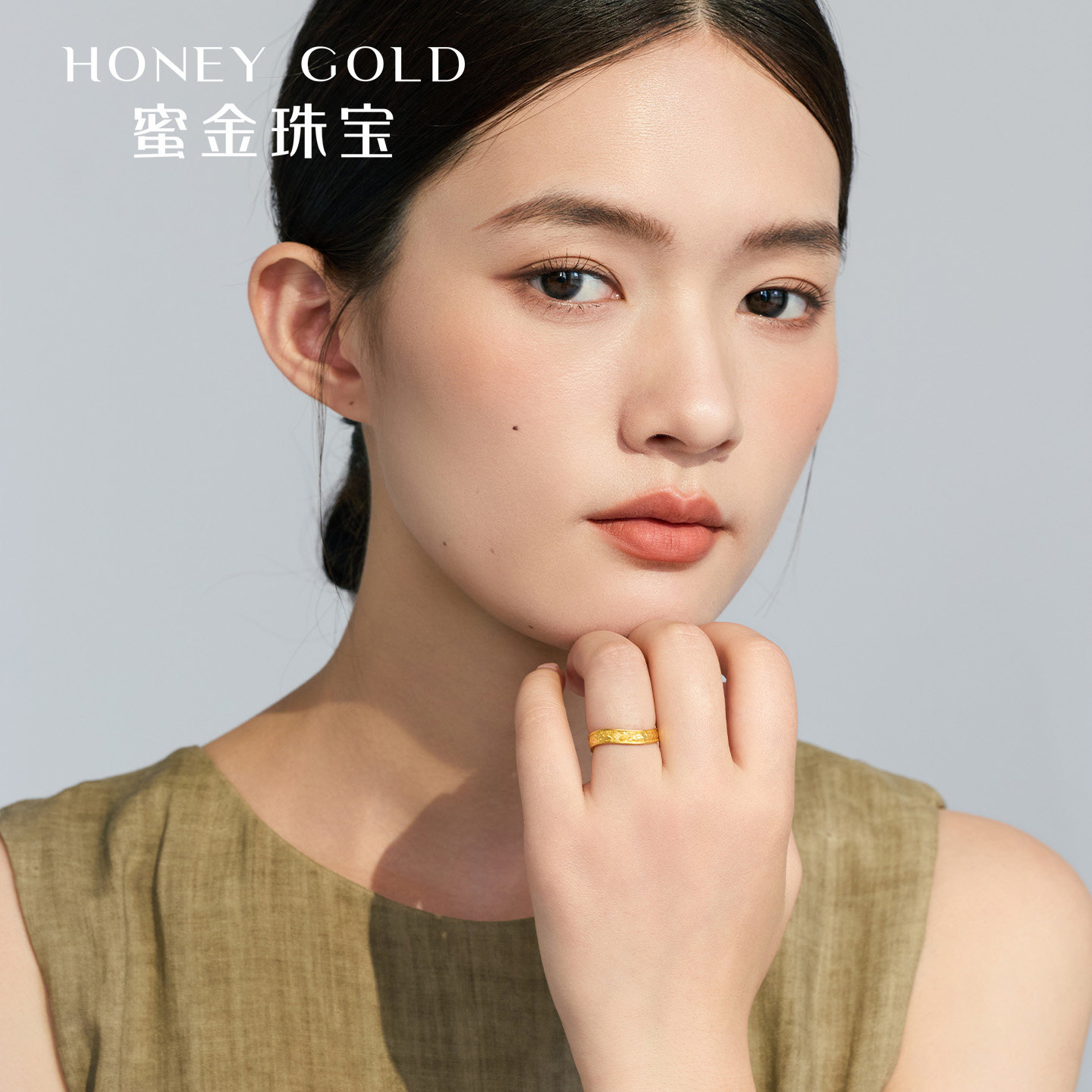 Honey Gold Jewelry Gold Ring Pure Gold Ancient Method Gold Collection Bamboo Ring HGH1755