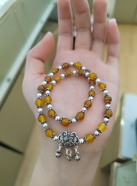 纯银玛瑙手链复古个性时尚百搭款