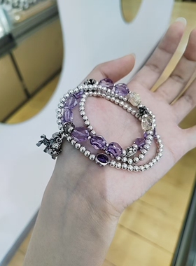 纯银紫水晶手链女生纯银ins小众设计手串生日礼物