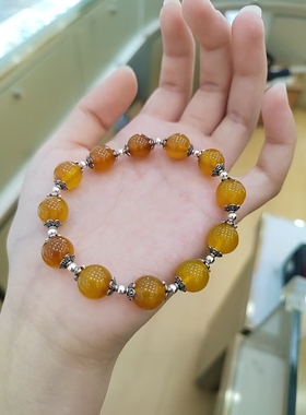 纯银黄玛瑙女款复古小众时尚设计感手链