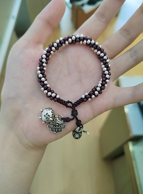 纯银石榴石小众设计感高级百搭手链