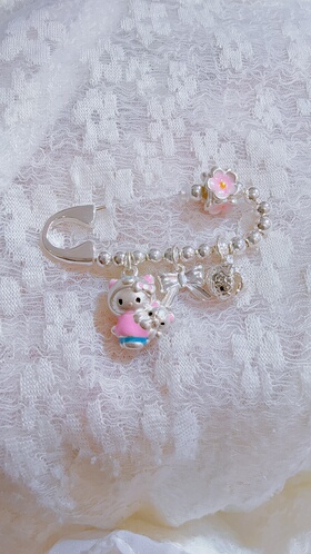 宝宝压惊足银别针足银胸针kitty猫蝴蝶结小花别针