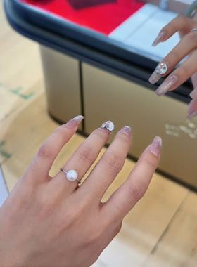 淡水珍珠纯银S925戒指简约精致可调节开口戒指